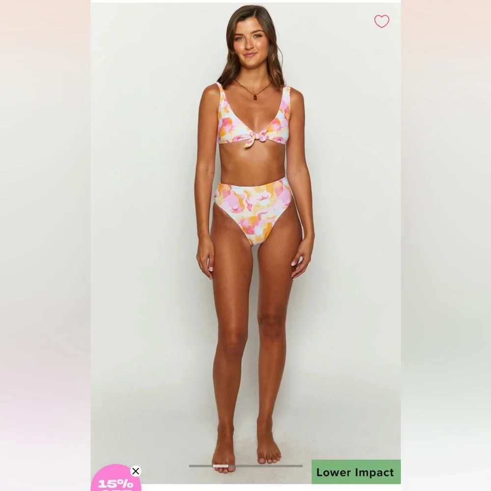 9.0 Swim St Lucia Wavy Sun Multi Print Bikini - Top & Bottom Small US 4 - Picture 4 of 7